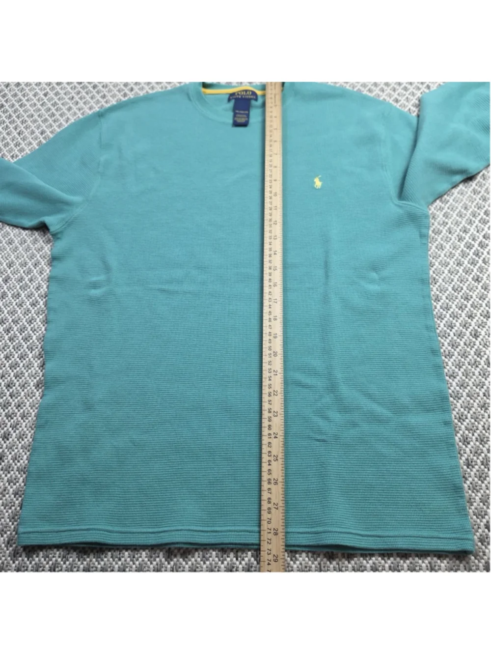 Polo Ralph Lauren Mens 2XL Waffle Knit Thermal Shirt Long Sleeve Teal Pony